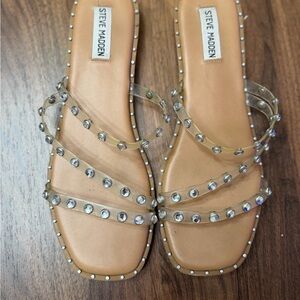 Steve Madden Tan Sandals with Clear studded Straps